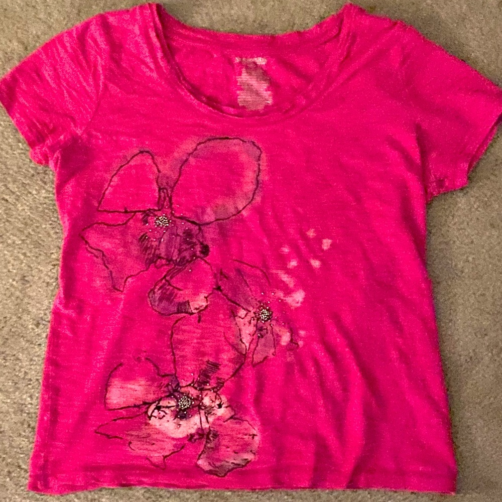 Small 100% cotton sparkly pink shirt, made by ST. JOHN’S BAY.